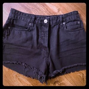 Black Boutique Jean Fringe Shorts